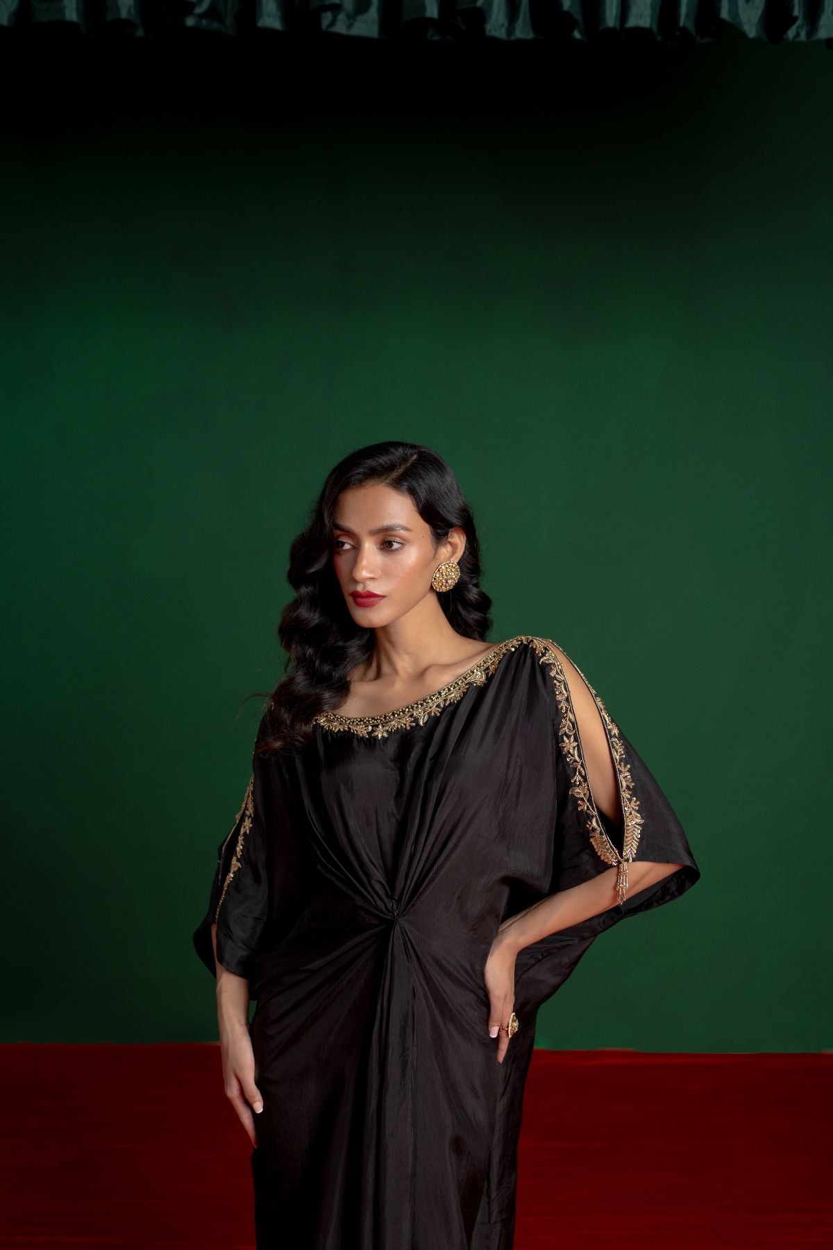 Black Hand Embroidered Kaftan