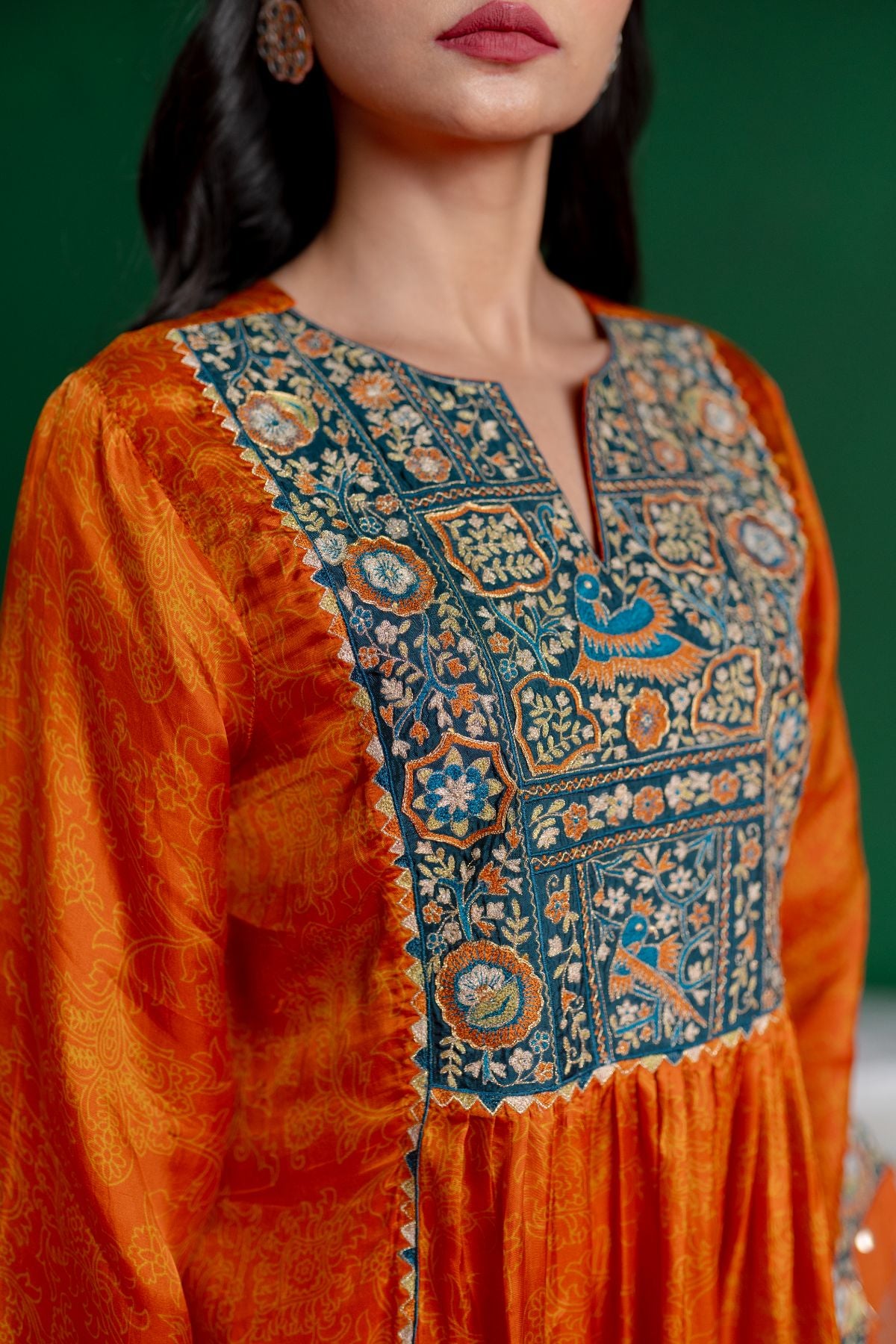 Orange Printed Kurta Set