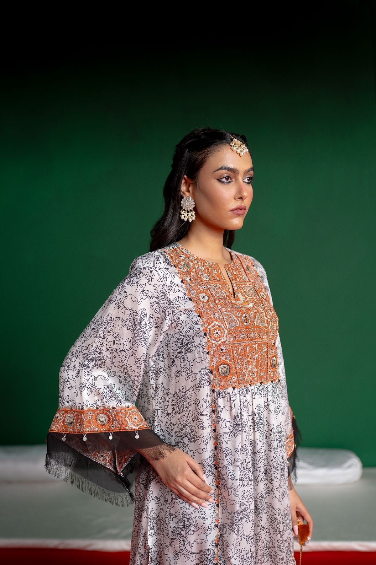 White Printed Kurta Set