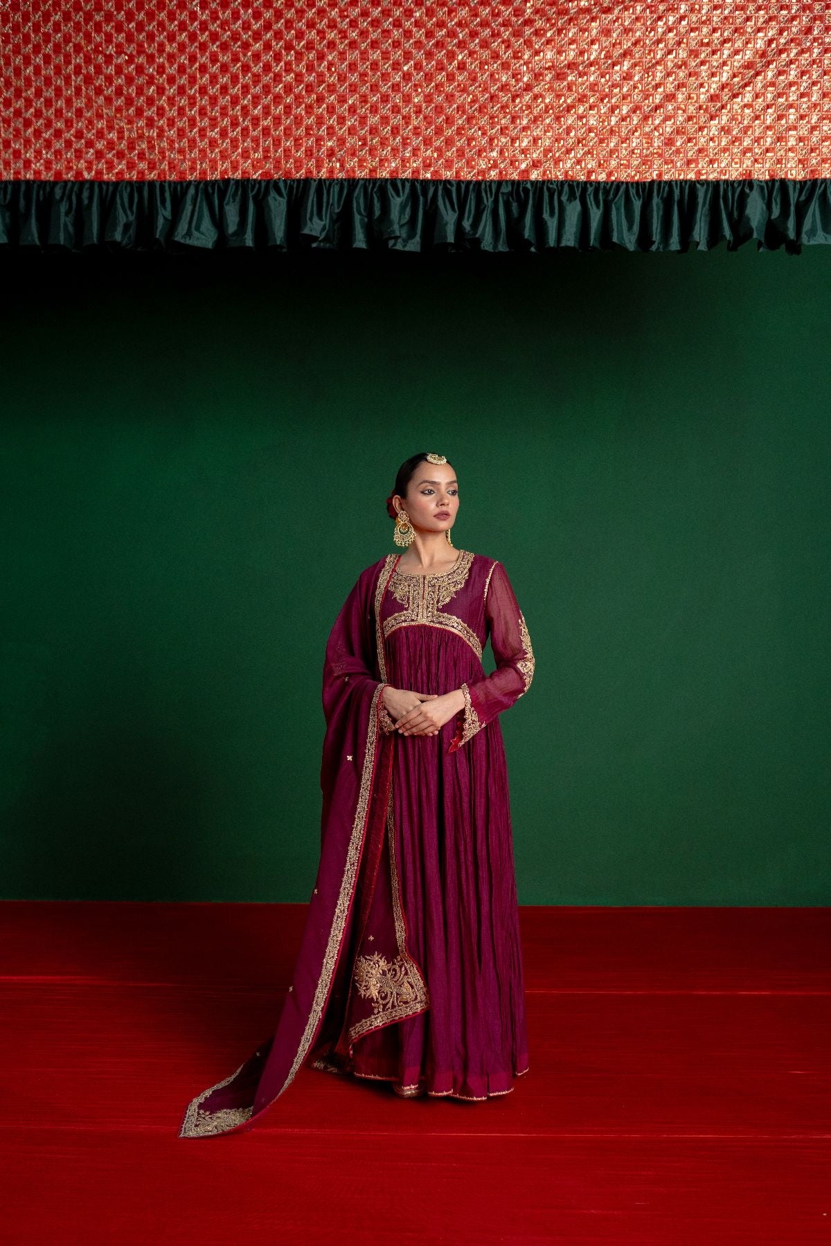 Wine Kalidar Anarkali Set
