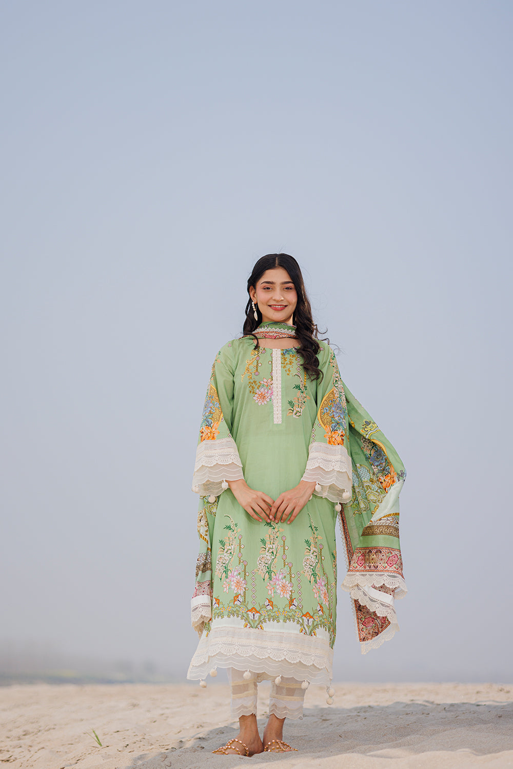 Green Printed Lawn Suit