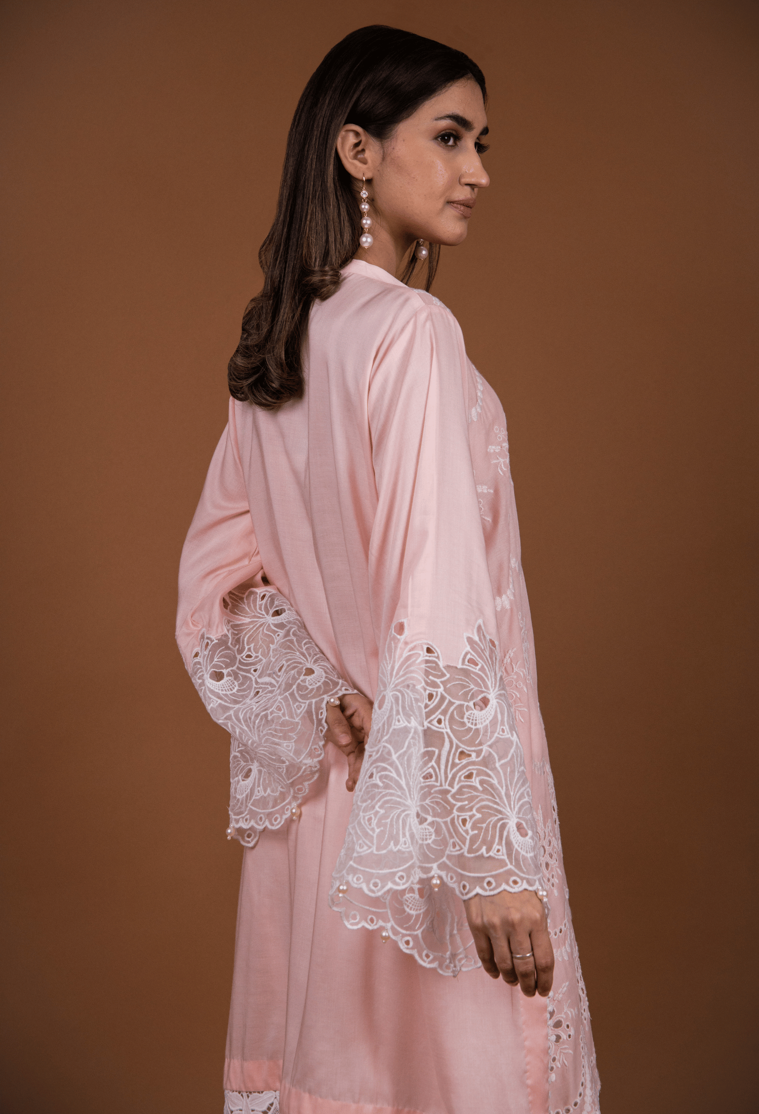 Chikankari Lawn Kurta Set - Light Peach