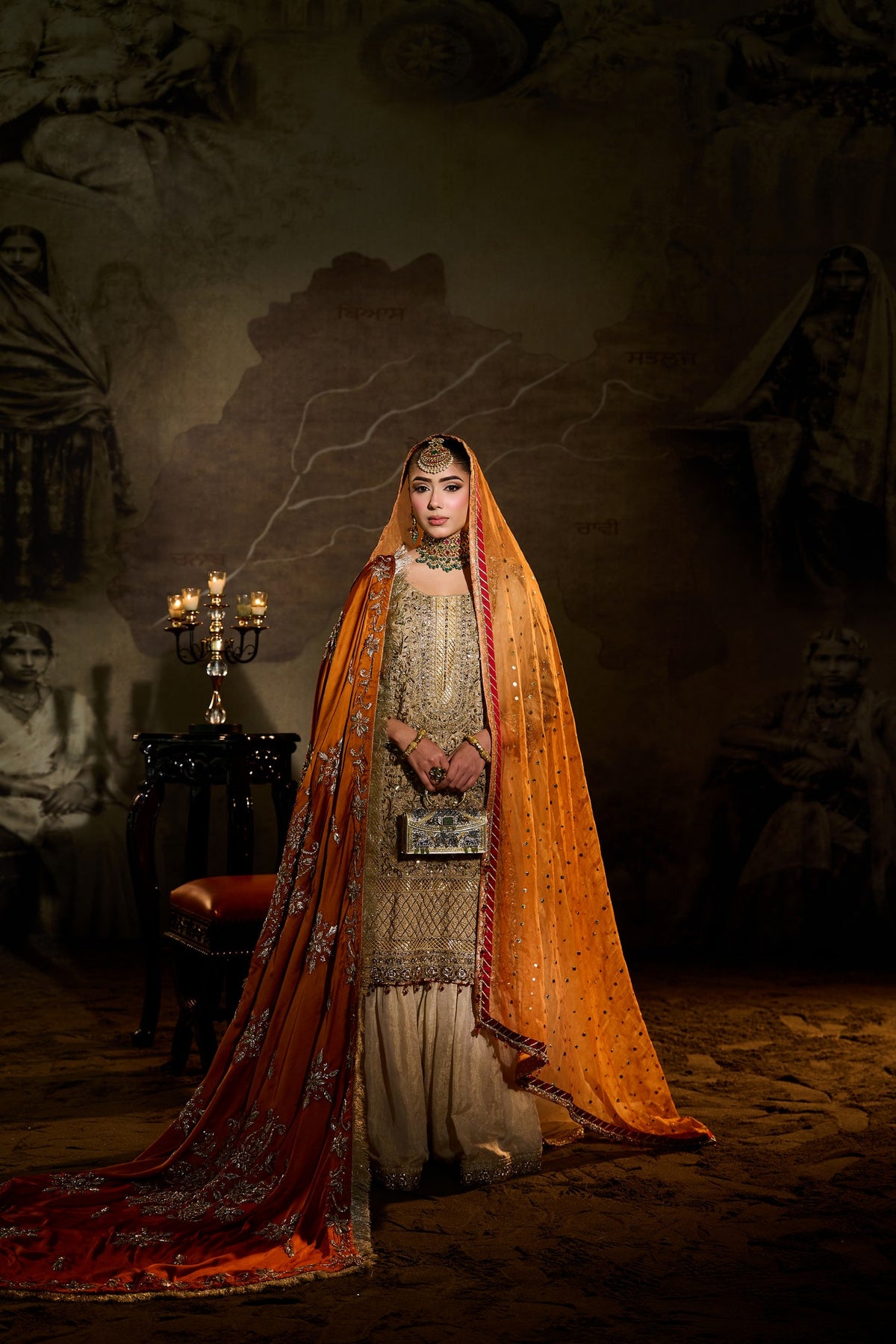 Satluj - Gold Ivory Gharara